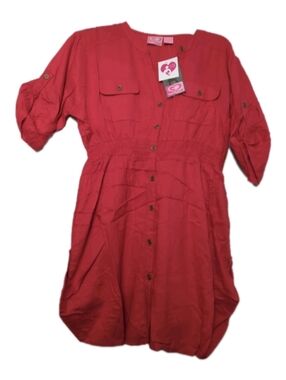 3/$25 ~ NWT Times 2 Red Maternity/Nursing Surplice Tunic Solid Color Size Large